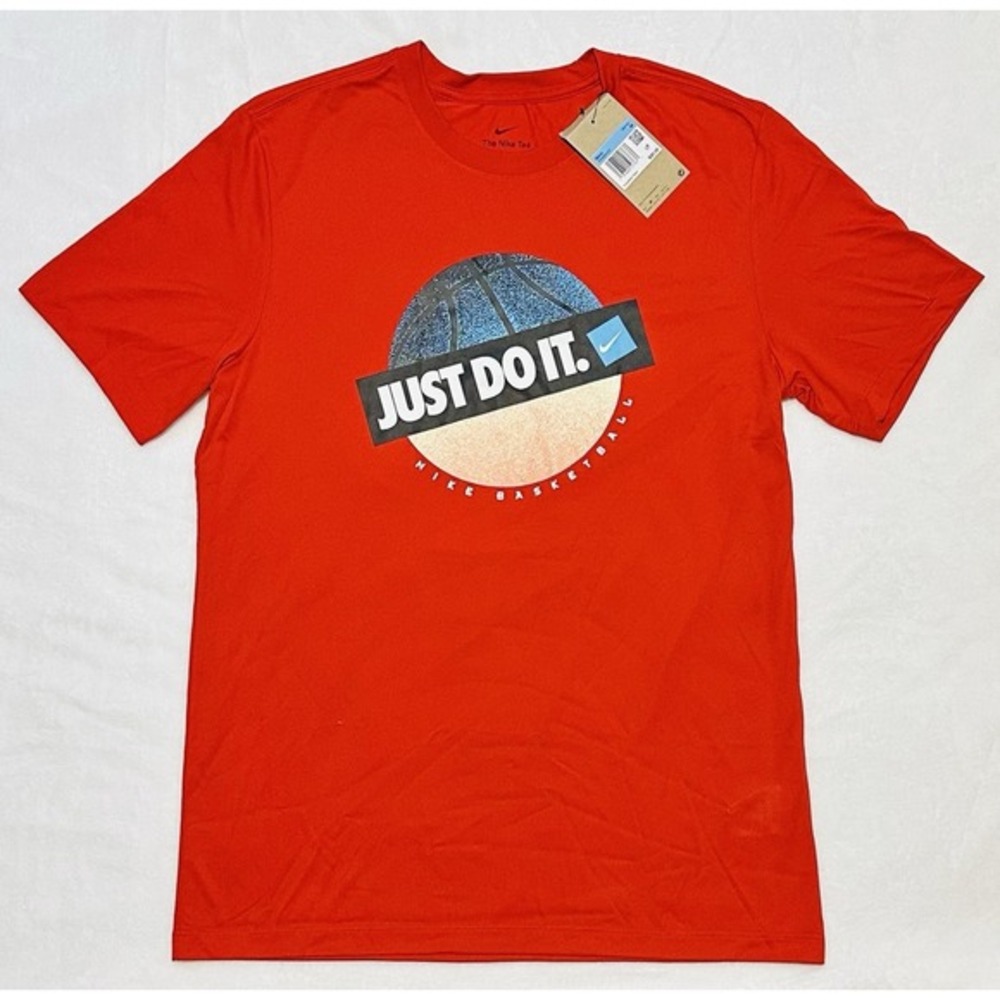 The Nike Tee JUST DO IT Basketball Dri-Fit Red Shirt Men's Medium HF6203-657 NWT